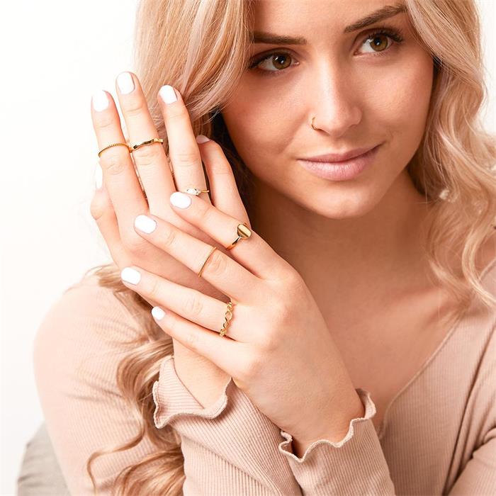 Ladies ring made of gold-plated 925 silver pearl zirconia