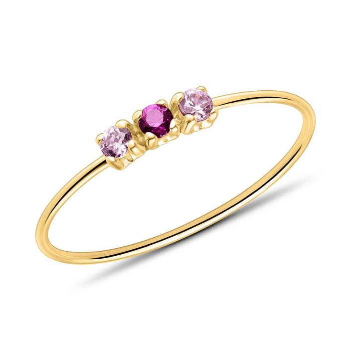 Ring for ladies in 9K gold with zirconia