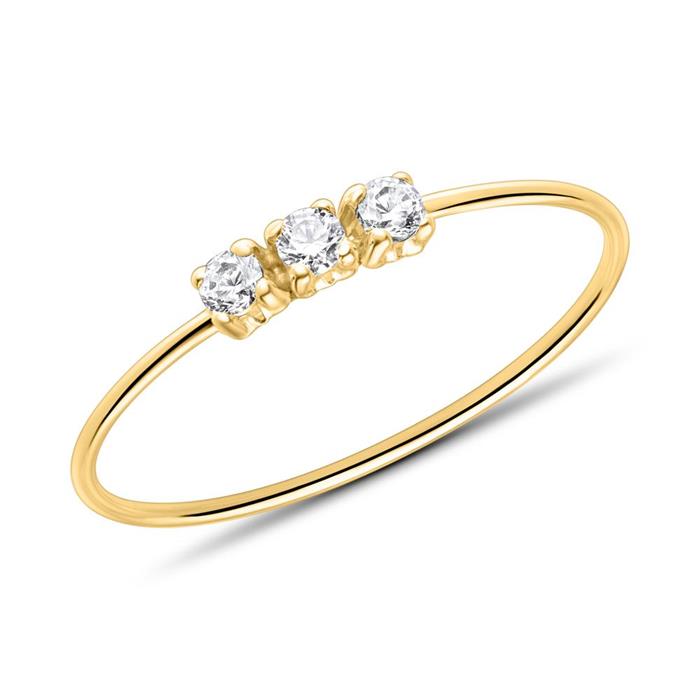 9K Gold Ring For Ladies With White Zirconia