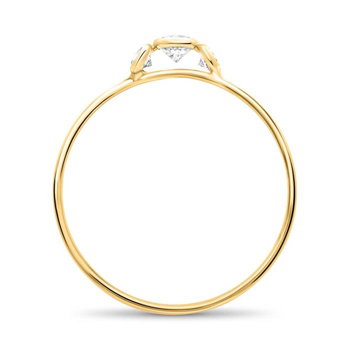 Dames 9k gouden ring met Zirkonia stenen