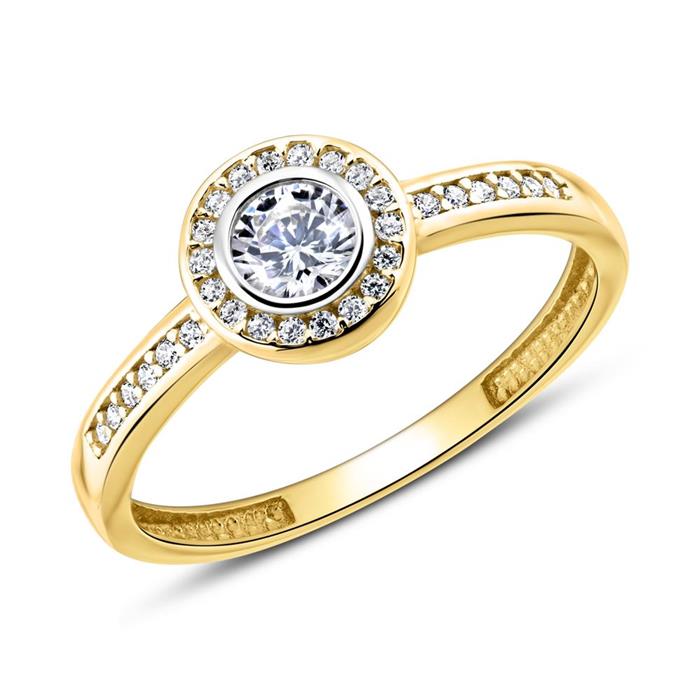 9K gold ring for ladies with zirconia