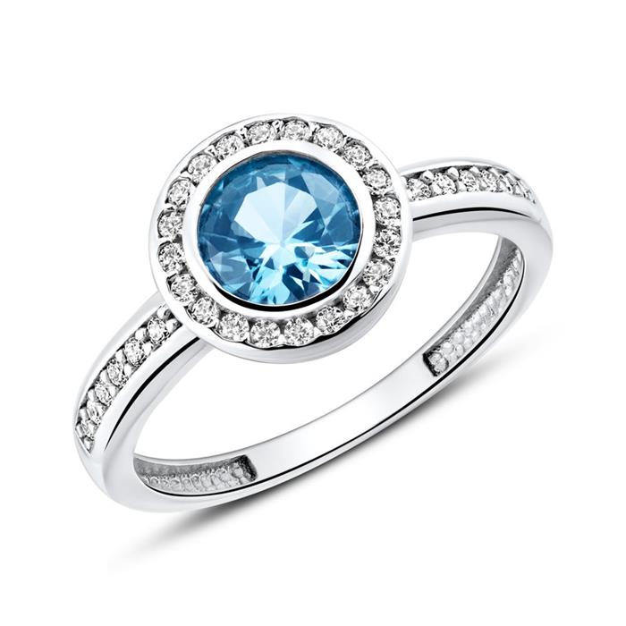 Ring for ladies in 9K white gold with zirconia