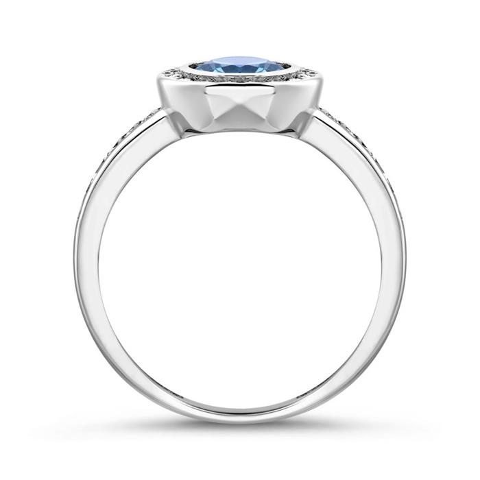 Ring for ladies in 9K white gold with zirconia