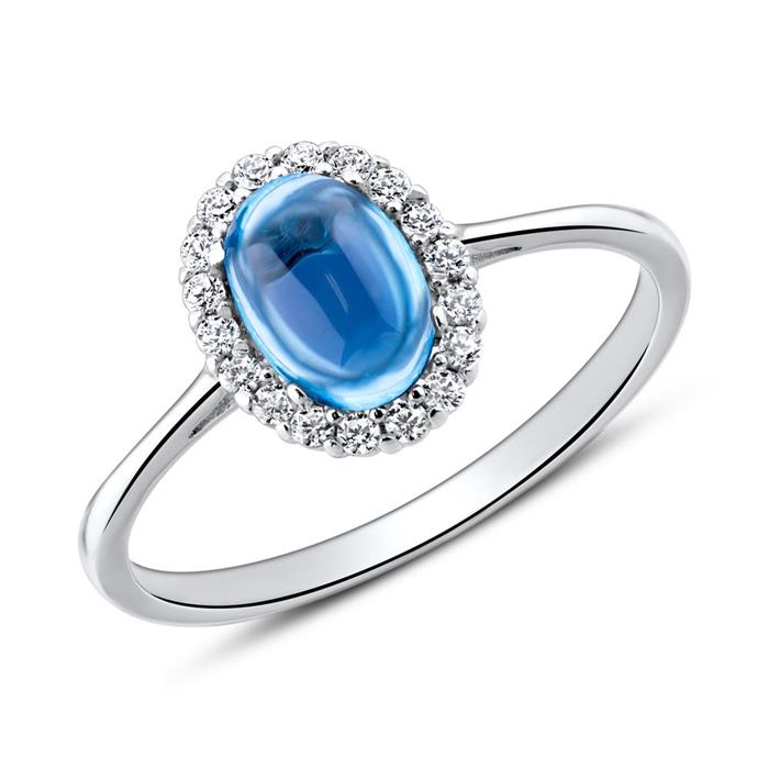 Ladies ring in 9K white gold with zirconia, engravable