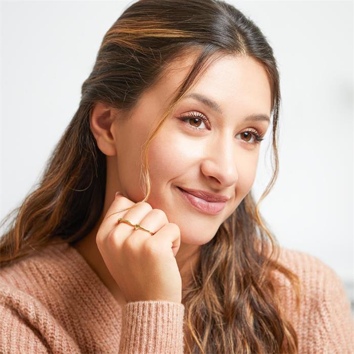 Anillo corazón para mujer en oro amarillo 9 quilates, grabable