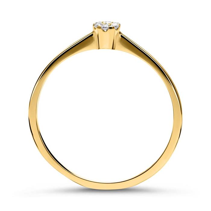 Ladies ring in 9 carat gold with cubic zirconia