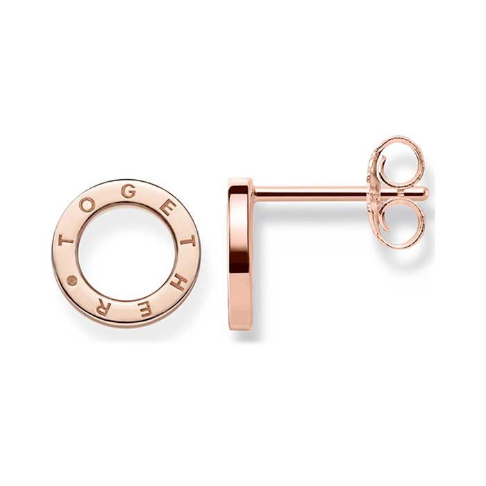 Ladies earstuds circles Together made of 925 silver, rosé