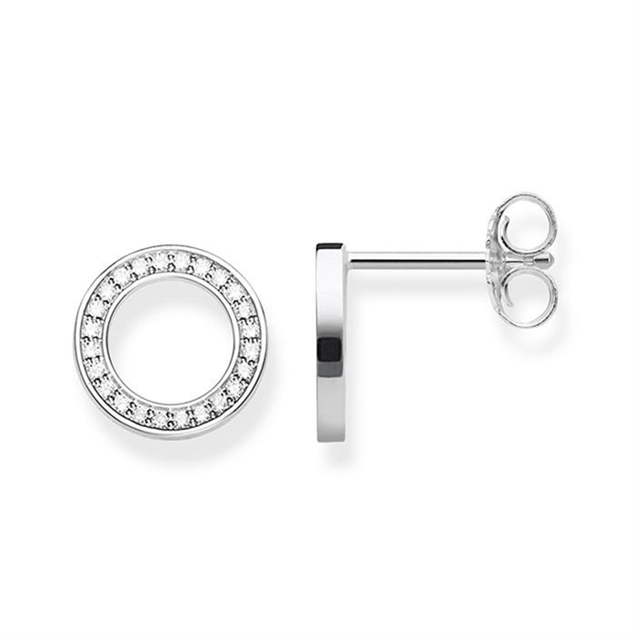 Circle stud earrings sterling silver