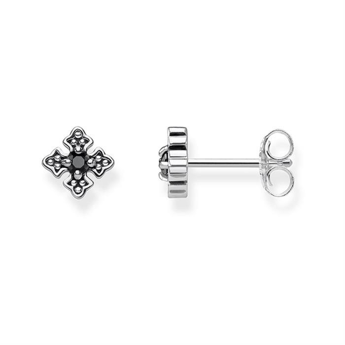 925 silver stud earrings royalty black