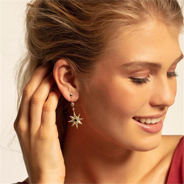 Ear studs star and moon made of gold-plated 925 silver