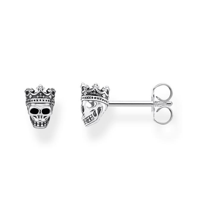 Ladies earrings skull king from 925 silver