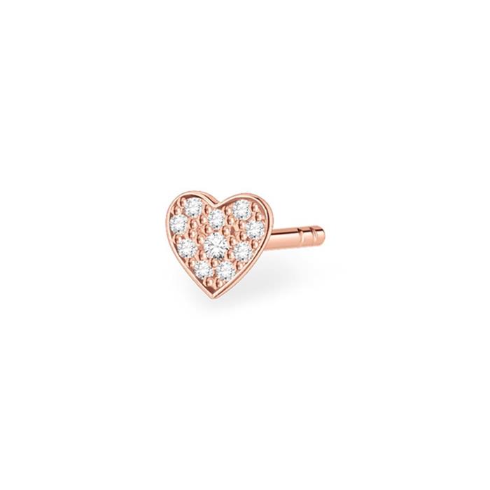 Single earring heart in 925 silver, ros&#xE9;