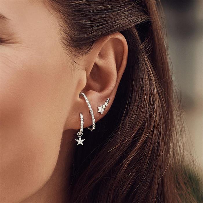 Ear climber stars de plata 925 con circonita c&#xFA;bica