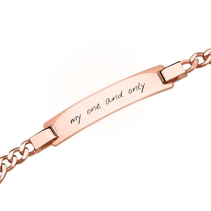Figaro bracelet with engraving plate rose