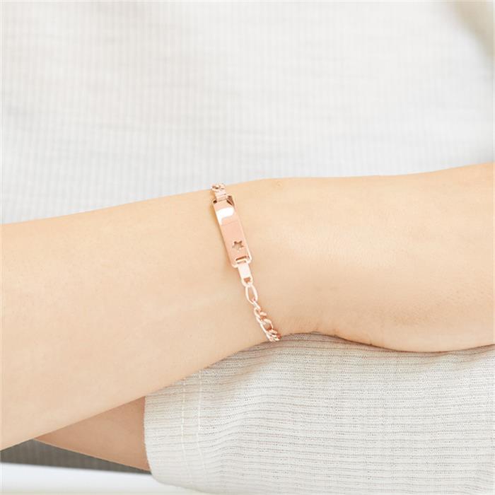 Figaro star bracelet with engraving plate