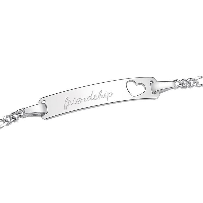 Pulsera de plata 925 grabado coraz&#xF3;n