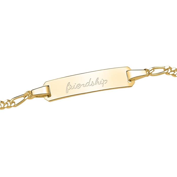 Gold plated bracelet sterling silver with engraving plate