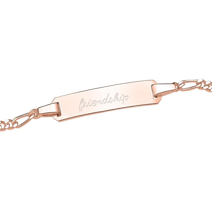 Silver bracelet in rose with engravable plate