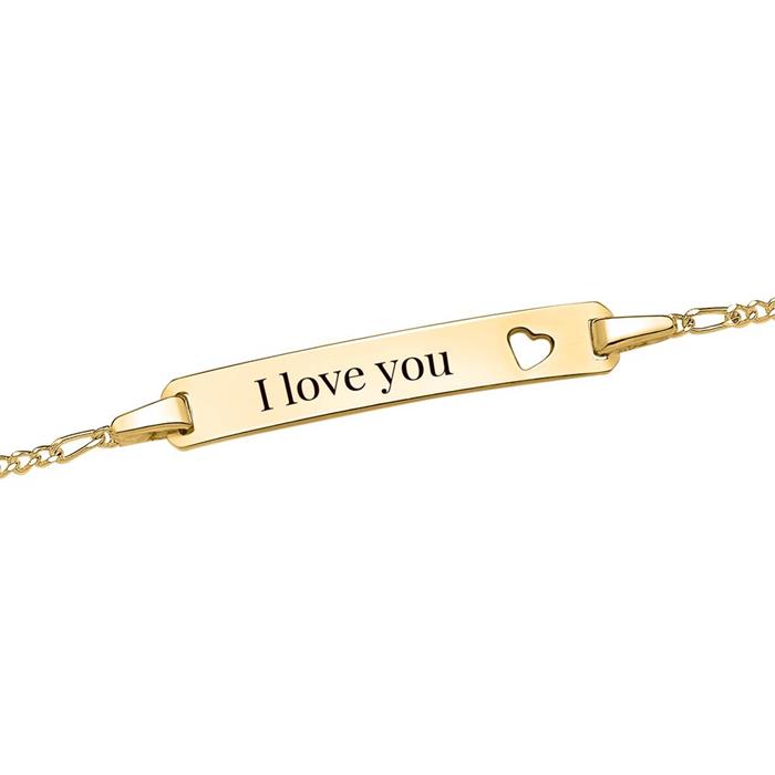 Bracelet gold plated heart with engraving plate