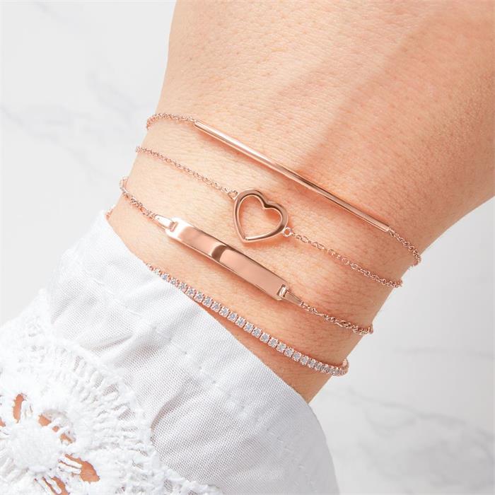 Verguld 925 zilveren armband met hartjes hanger