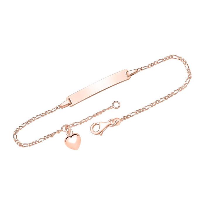 Pulsera con colgante coraz&#xF3;n oro rosa