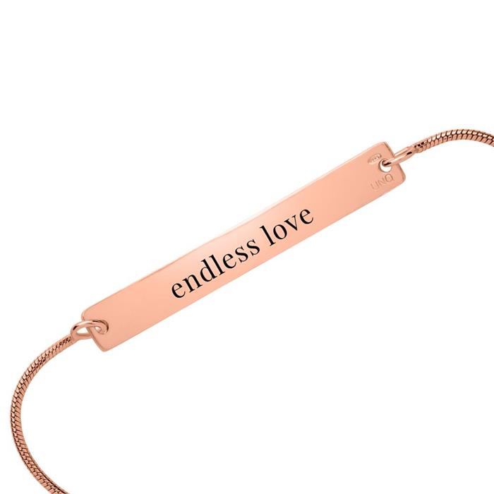 Silver bracelet engravable with rose gold plating