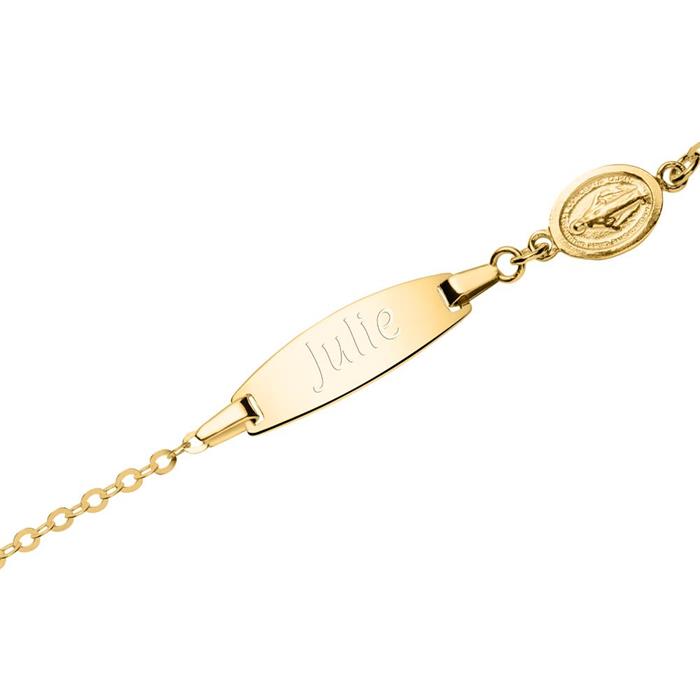 9K gold bracelet with protection symbol engravable