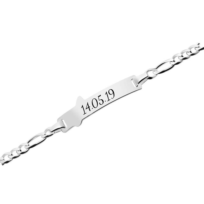 Engraving sterling silver bracelet with butterfly