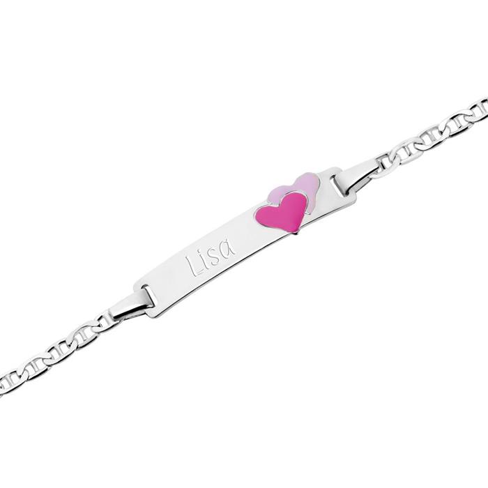 Pulsera de plata 925 grabable con corazones