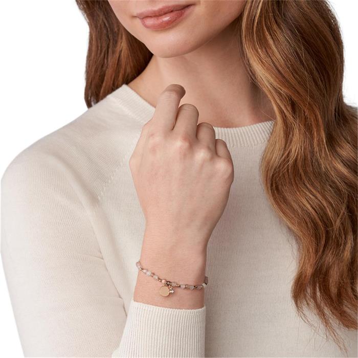 Pulsera grabable de latón y piedra lunar para mujer