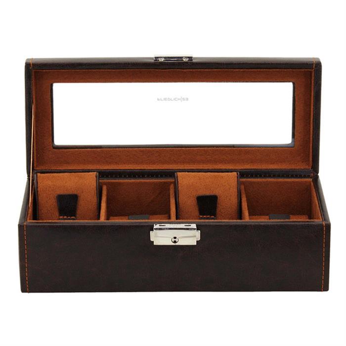 Watch Box For 4 Watches Brown Cognac