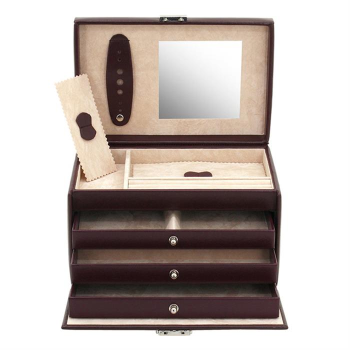 Wine red jewellery case classico lockable