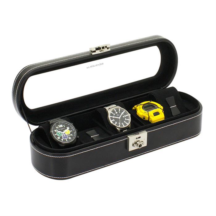 Rounded watch case black for 5 watches