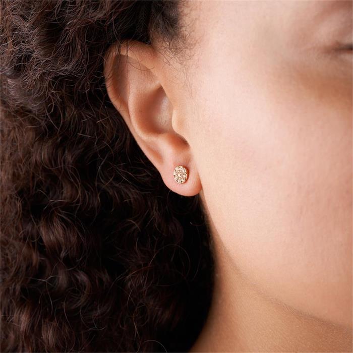 Earrings stainless steel rose gold zirconia