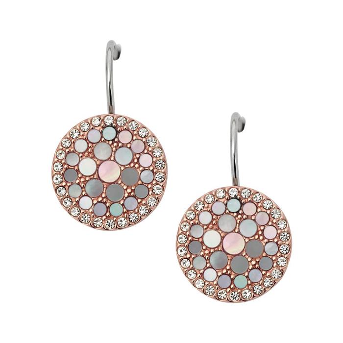 Val mosaic earrings in stainless steel mother-of-pearl bicolour
