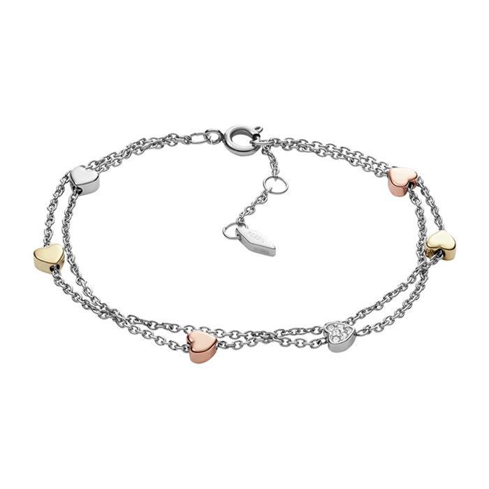 Bracelet tri tone heart for ladies in stainless steel