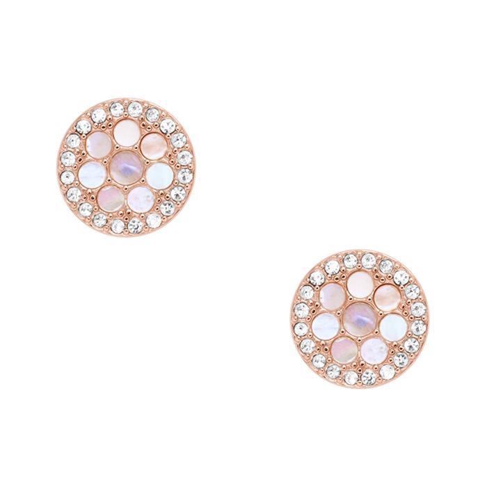 Earstuds mother of pearl for ladies stainless steel, rosé