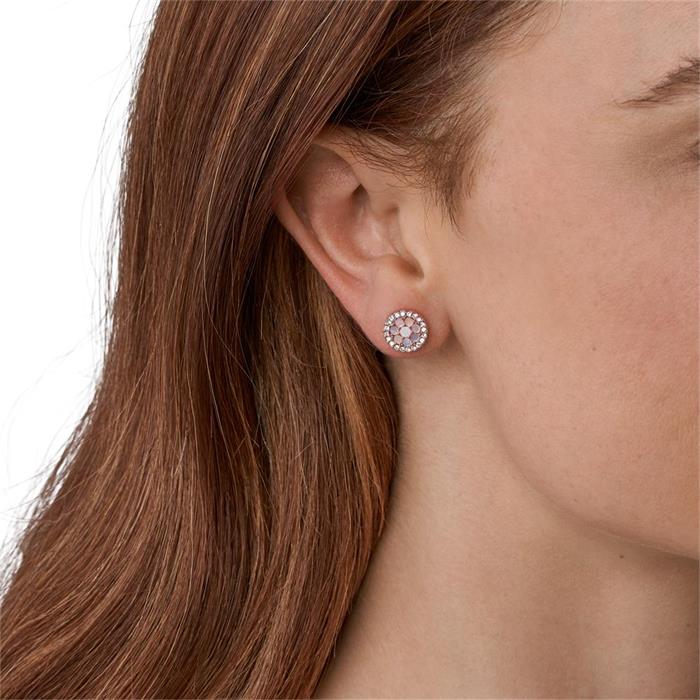 Earstuds mother of pearl for ladies stainless steel, rosé