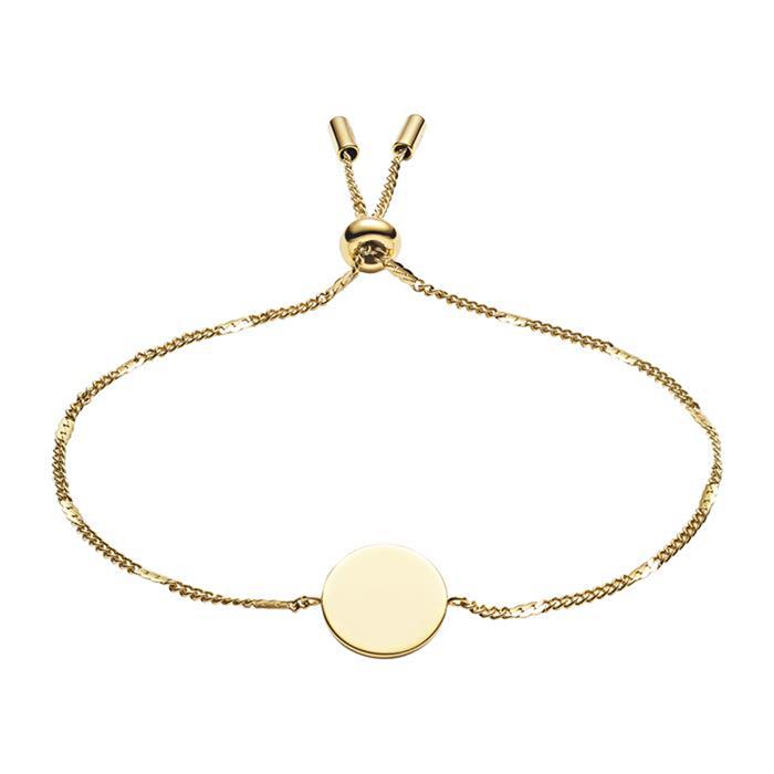 Pulsera grabable de acero inoxidable chapado en oro para mujer