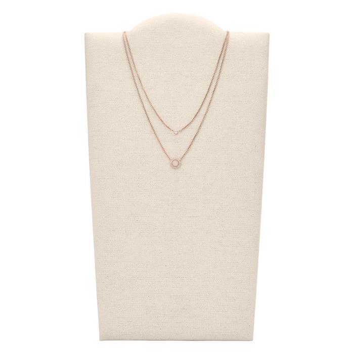 Val double row engraved necklace in stainless steel IP rosé