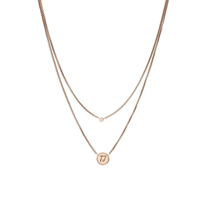 Val double row engraved necklace in stainless steel IP rosé