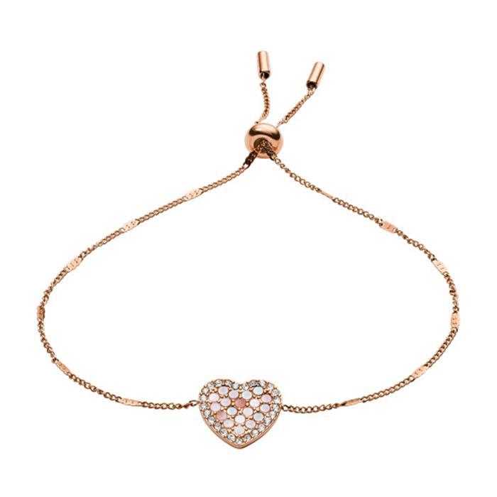 Ladies Bracelet Mosaic Heart Stainless Steel Rosé Engravable