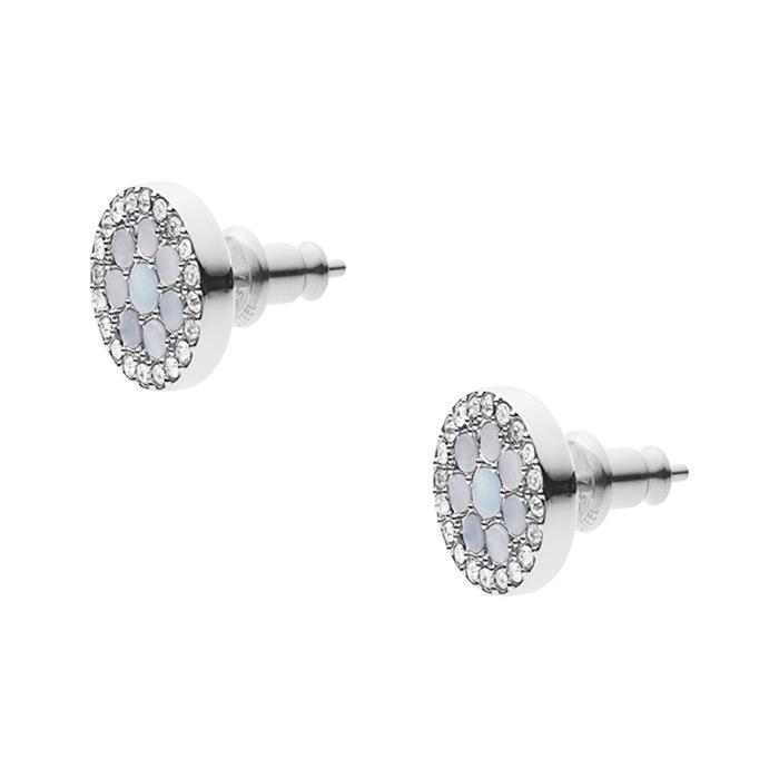 Earstuds Mosaic for ladies made of stainless steel with mother-of-pearl