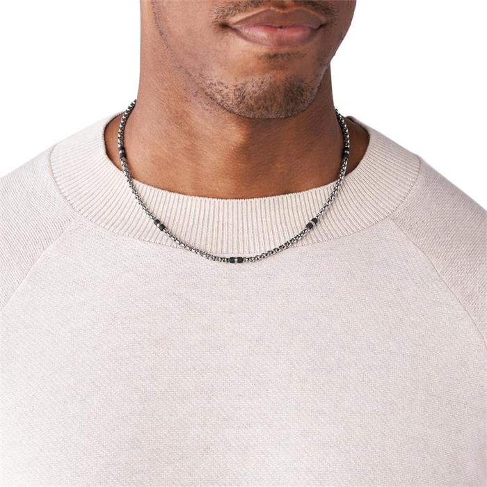 Black marble stainless steel men's necklace