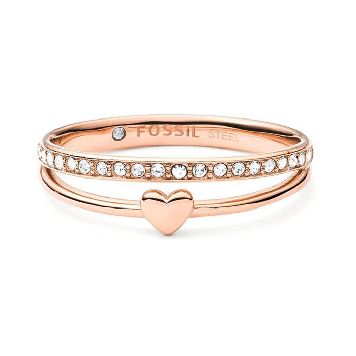 Ladies heart ring in rose gold plated stainless stee