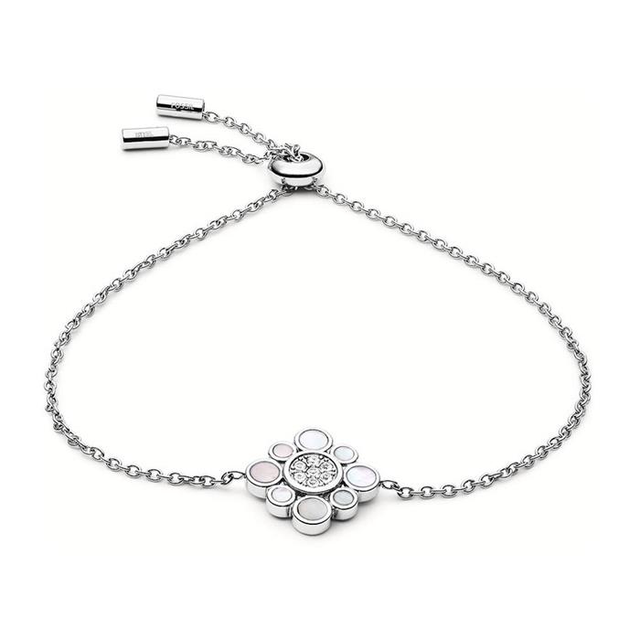 Ladies bracelet flower stainless steel with mother of pearl