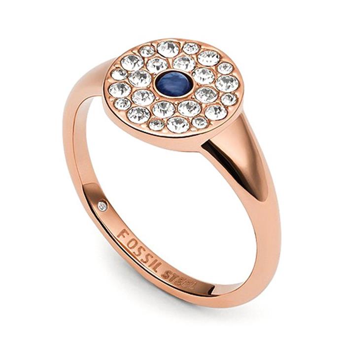 Vintage glitz ring for ladies in stainless steel, rosé