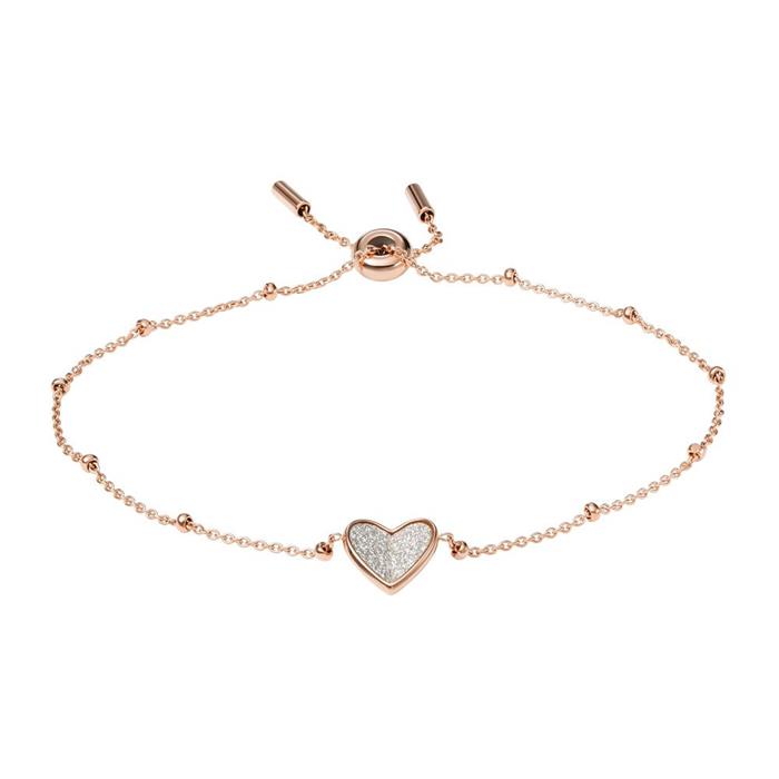 Ladies heart bracelet in stainless steel, rosé