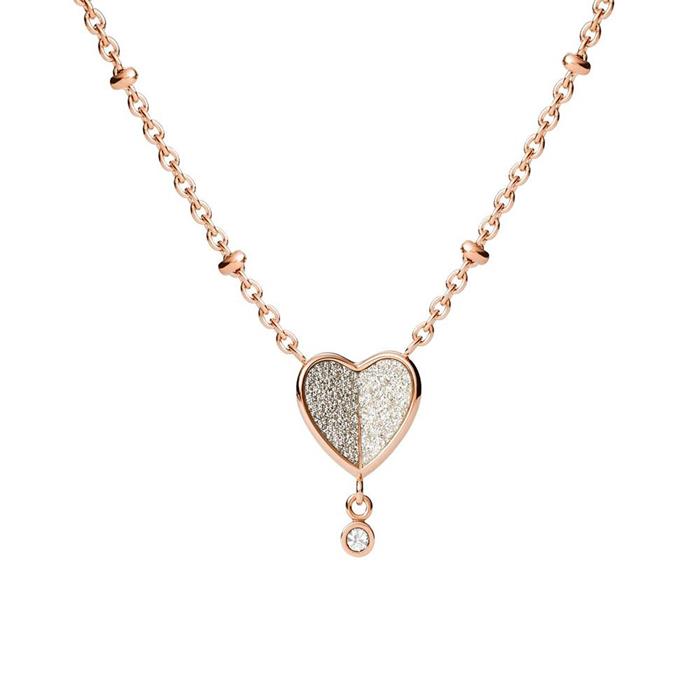 Ladies layer necklace heart in stainless steel, rosé