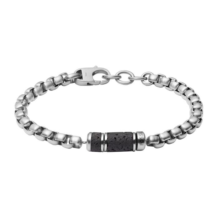 Stainless steel bracelet for men with lava stone